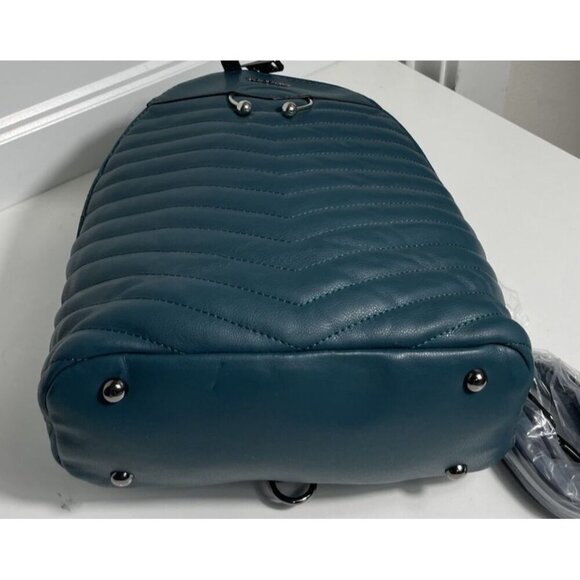 Replay Teal Faux Leather Backpack NEW Medium Quilted Rucksack - Picture 6 of 9